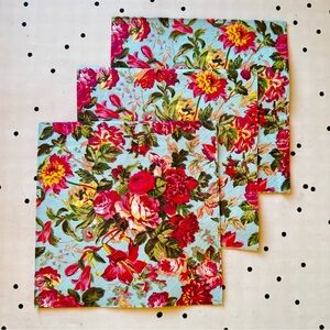 🩷 Decoupage 🩷 set of 3 napkins DIY Floral Patterned blue pink rose dahlia lilly